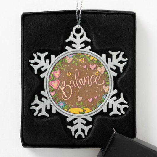 Ornement Flocon De Neige Équilibrer Brown Floral Pretty Inspirivity (Boîte)