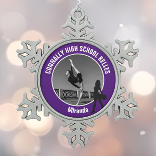 Ornement Flocon De Neige Équipe de drill violet Photo Danseuse de lycée