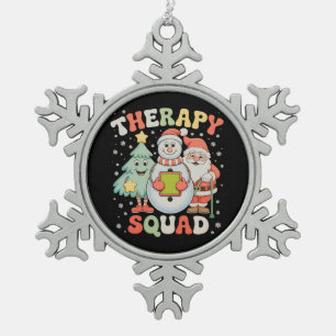 Ornement Flocon De Neige Équipe de thérapie de Noël SLP OT PT Crew Père Noë
