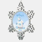 Ornement Flocon De Neige Ęr bonhomme de neige de Noël du filleul (Vue impression)