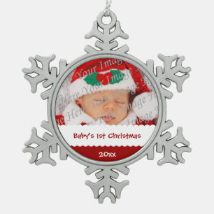 Ornement Flocon De Neige Ęr Noël du bébé personnalisé avec la photo