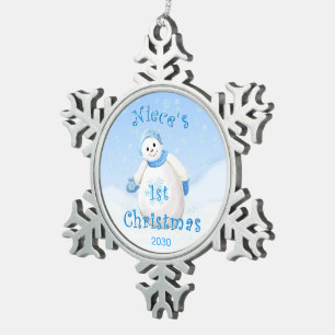 Ornement Flocon De Neige Ęr souvenir de Noël de nièce