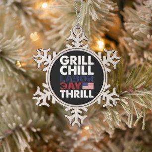 Ornement Flocon De Neige Etats-Unis Grill Chill Fête du Travail Thrill BBQ