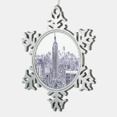 Ornement Flocon De Neige Etched Look Skyline, Round Frame (Vue impression)
