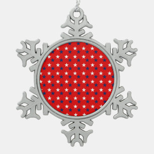 Ornement Flocon De Neige Étoiles Motifs patriotiques en rouge