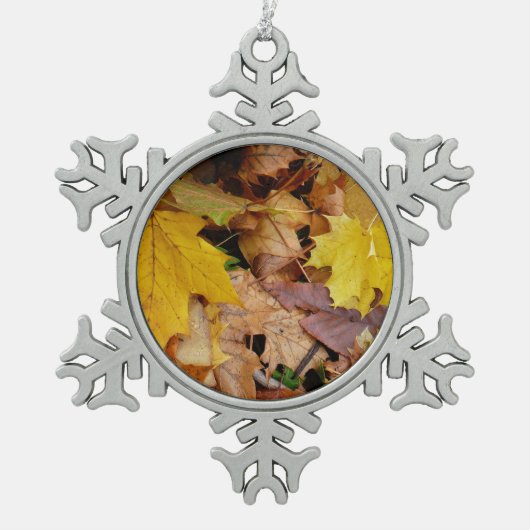 Ornement Flocon De Neige Fallen Maple Feuille Jaune Automne Nature (Devant)