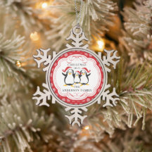 Famille de 3 Manchots Mignons Ornement de Noël