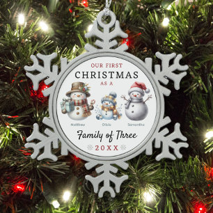 Ornement Flocon De Neige Famille des trois premiers Noël