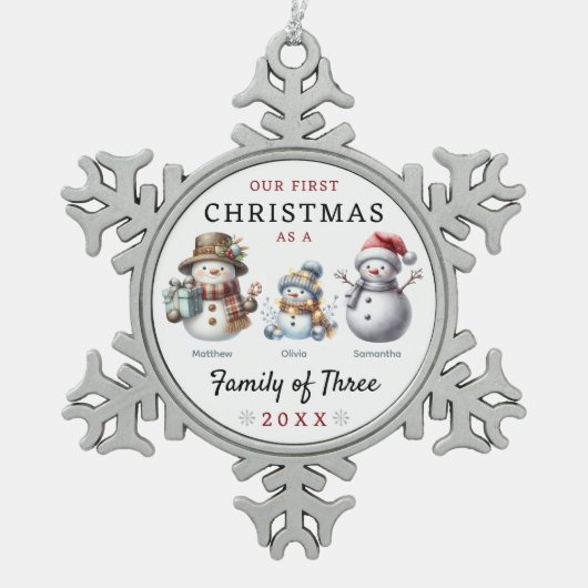 Ornement Flocon De Neige Famille des trois premiers Noël (Devant)