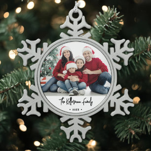 Ornement Flocon De Neige Famille élégante de la photo de famille