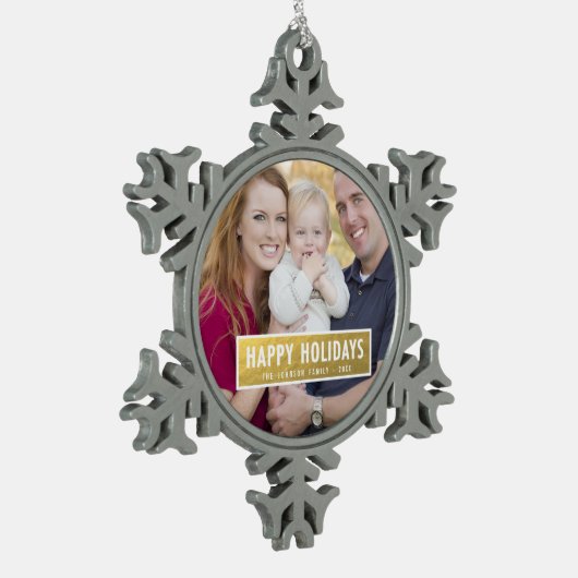 ORNEMENT FLOCON DE NEIGE FAUX GOLD FOIL VACANCES PHOTO ORNAMENT (Gauche)