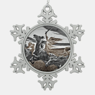 Ornement Flocon De Neige Femmes Vikings dans une tempête