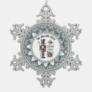 Ornement Flocon De Neige Festif Noisettes de Noël Cadre Diamants blancs