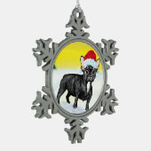 Ornement Flocon De Neige festive french bull dog (Gauche)