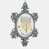 Ornement Flocon De Neige Festive Menorah bougies Bonne Hanoukka (Gauche)