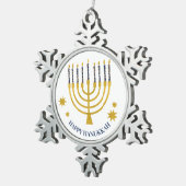 Ornement Flocon De Neige Festive Menorah bougies Bonne Hanoukka (Vue impression)