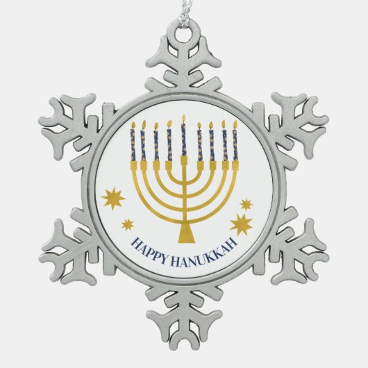 Ornement Flocon De Neige Festive Menorah bougies Bonne Hanoukka (Devant)