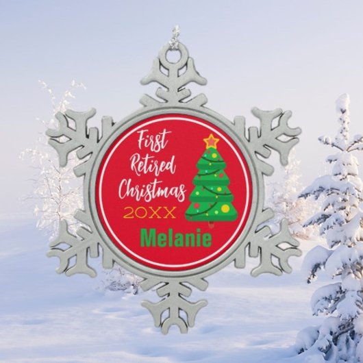 Ornement Flocon De Neige Festive, Première fête de Noël à la retraite