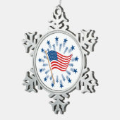 Ornement Flocon De Neige Feu d'artifice Drapeau Américain 4 juillet (Vue impression)