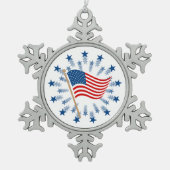 Ornement Flocon De Neige Feu d'artifice Drapeau Américain 4 juillet (Devant)