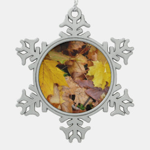 Ornement Flocon De Neige Feuilles de érable tombées Jaune Automne Nature
