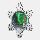 Ornement Flocon De Neige Feux nordiques en hiver (Vue impression)