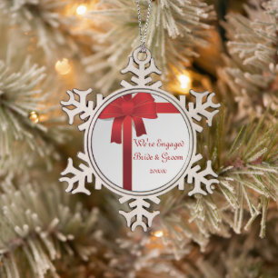 Ornement Flocon De Neige Fiançailles d'hiver Red Bows