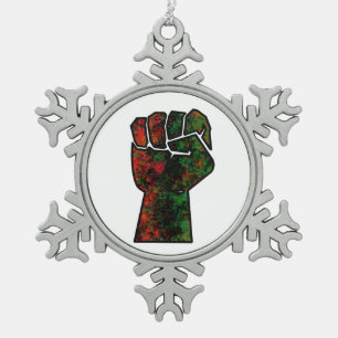 Ornement Flocon De Neige fierté noire drapeau rouge vert poing panafricain