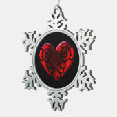Ornement Flocon De Neige Filigree Goth Red Heart (Vue impression)