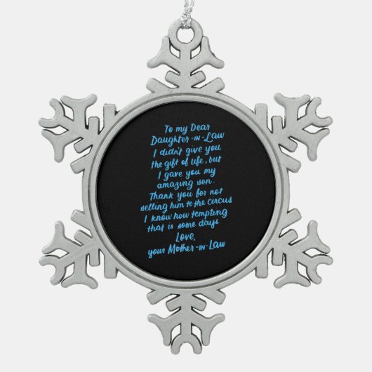 Ornement Flocon De Neige Fille en droit à ma chère fille en droit (Devant)