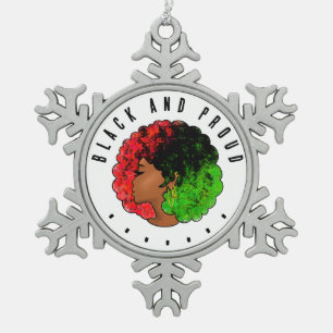 Ornement Flocon De Neige Fille noire panafricaine femme rouge vert fierté a
