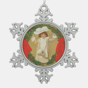 Ornement Flocon De Neige Fille vintage de guirlande de Noël