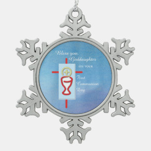 Ornement Flocon De Neige Filleule, Première Communion, Turquoise