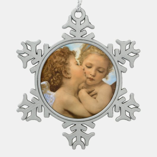 Ornement Flocon De Neige First Kiss (détail d'ange) par Bouguereau (Devant)