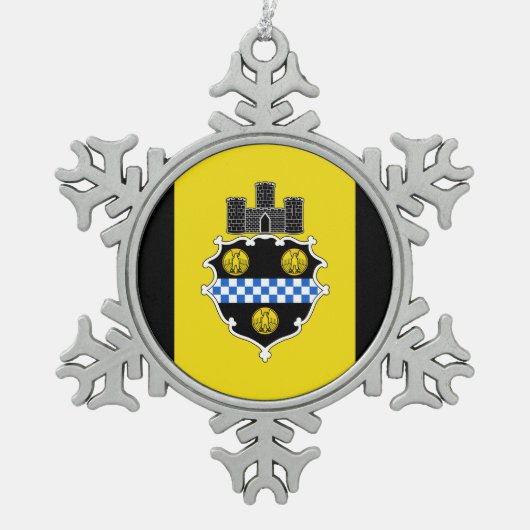 Ornement Flocon De Neige Flag of Pittsburgh, Pennsylvania Snowflake Pewter (Devant)