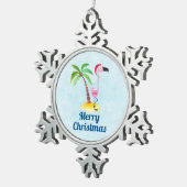 Ornement Flocon De Neige Flamant rose rose lunique Noël tropical (Vue impression)