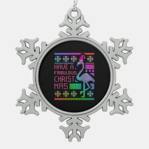 Ornement Flocon De Neige Flamant rose Vilain Sweater Humour Fun Dit