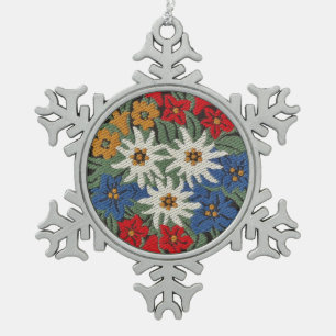 Ornement Flocon De Neige Fleur alpine suisse Edelweiss