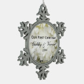 Ornement Flocon De Neige Fleur blanche Hydrangea Premier Mariage de Noël (Gauche)