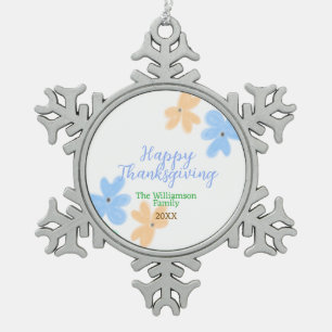 Ornement Flocon De Neige Fleur d'aquarelle bleu orange vert hiverMerci