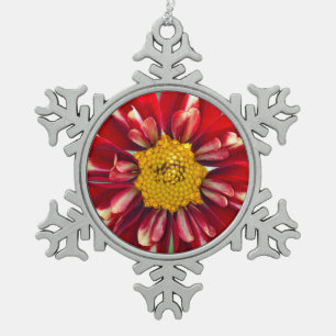 Ornement Flocon De Neige Fleur de dahlia rouge ornement de Noël