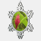 Ornement Flocon De Neige Fleur de gingembre rouge (Alpinia) tropicale (Vue impression)
