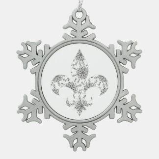 Ornement Flocon De Neige Fleur de Lis avec Flammes de neige