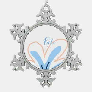 Ornement Flocon De Neige Fleur pastel orange bleue ajouter un nom cadeau ré