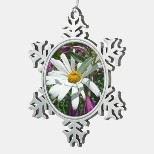 Ornement Flocon De Neige Fleur sauvage Daisy et Fireweed (Vue impression)