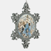 Ornement Flocon De Neige Fleurs Bleues D'Hiver Pour Maman (Gauche)