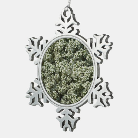 Ornement Flocon De Neige Fleurs d'Alyssum doux Floral blanc (Vue impression)