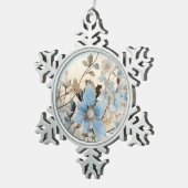 Ornement Flocon De Neige Fleurs d'hiver bleues (Vue impression)