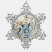 Ornement Flocon De Neige Fleurs d'hiver bleues (Devant)