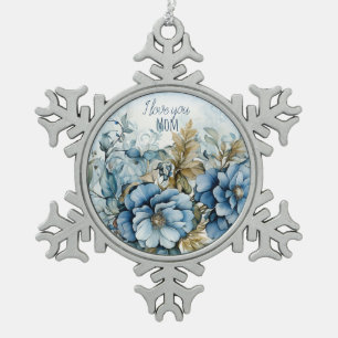 Ornement Flocon De Neige Fleurs d'hiver bleues
